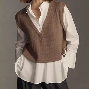 By Anthropologie Mockable Shirt Sweater Vest
Small